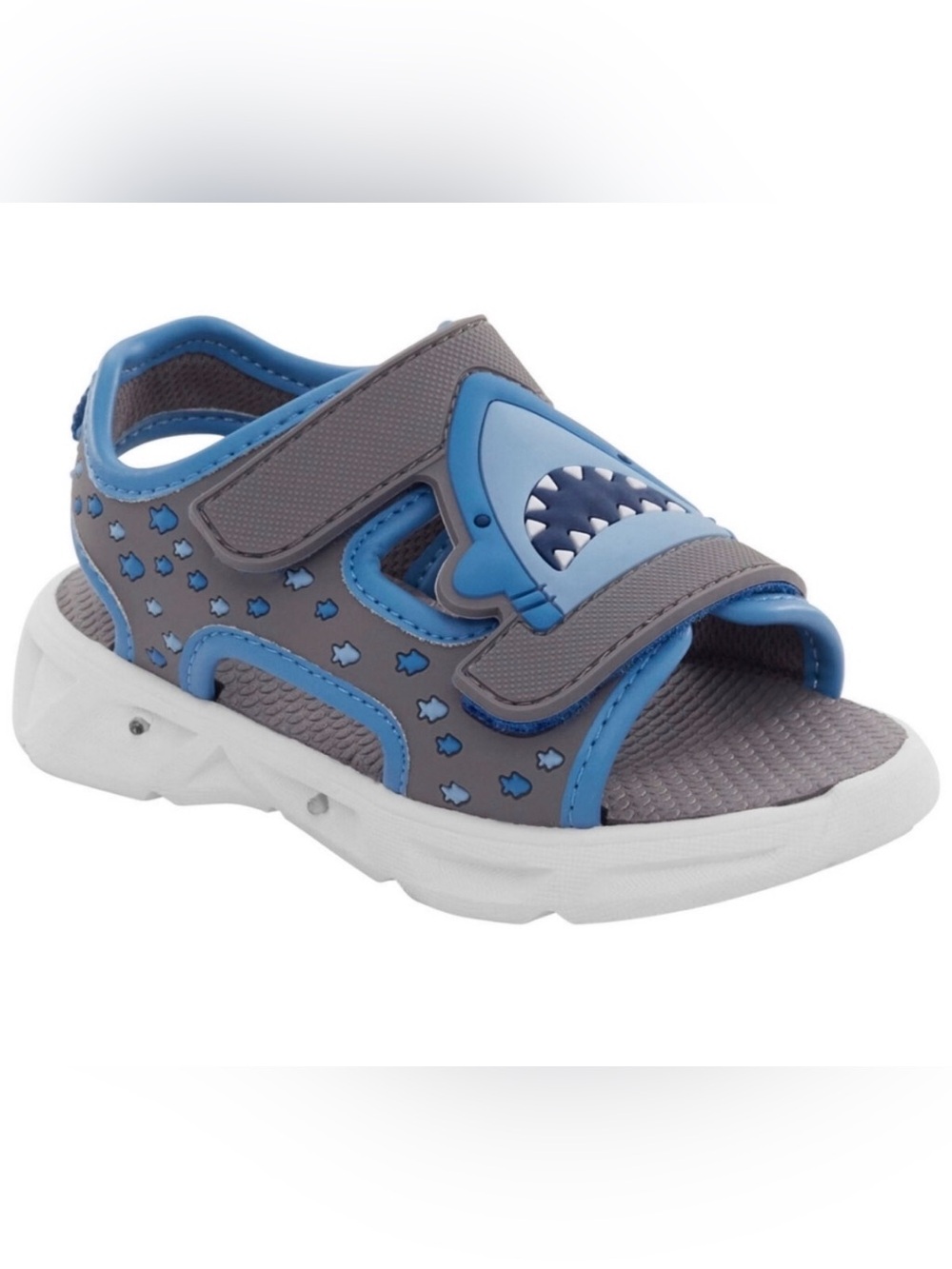 Carter's Gray & Blue Shark Hook-and-Loop Sandals